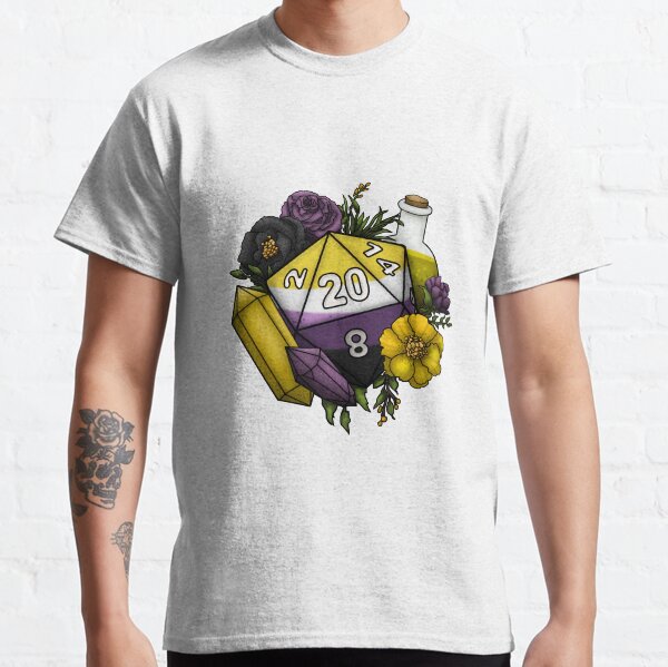 Pride Nonbinary D20 Tabletop RPG Gaming Dice Classic T-Shirt