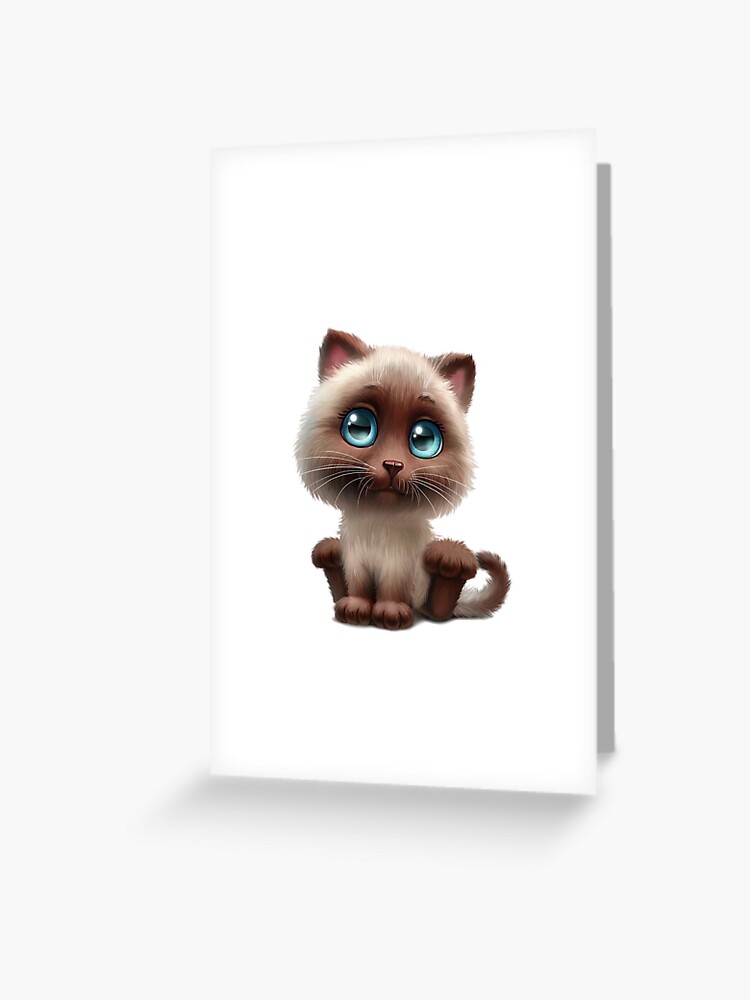 Carte De Vœux Chat Aux Yeux Tendres Par Dunaikel Redbubble