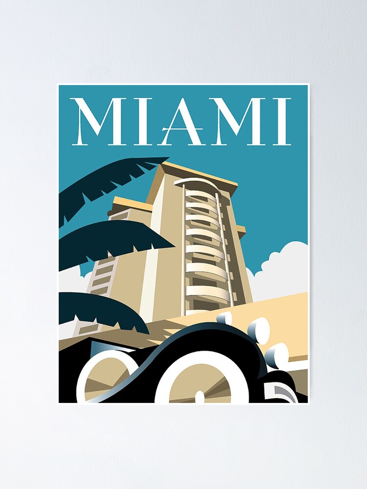 Art Deco Miami Poster By Johnnyrizzo Redbubble