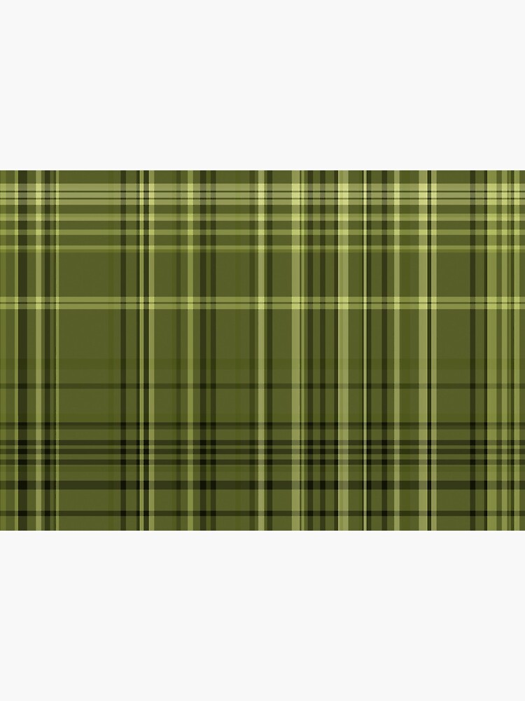 Olive Green Colored Plaid Fabric Pattern by RootSquare