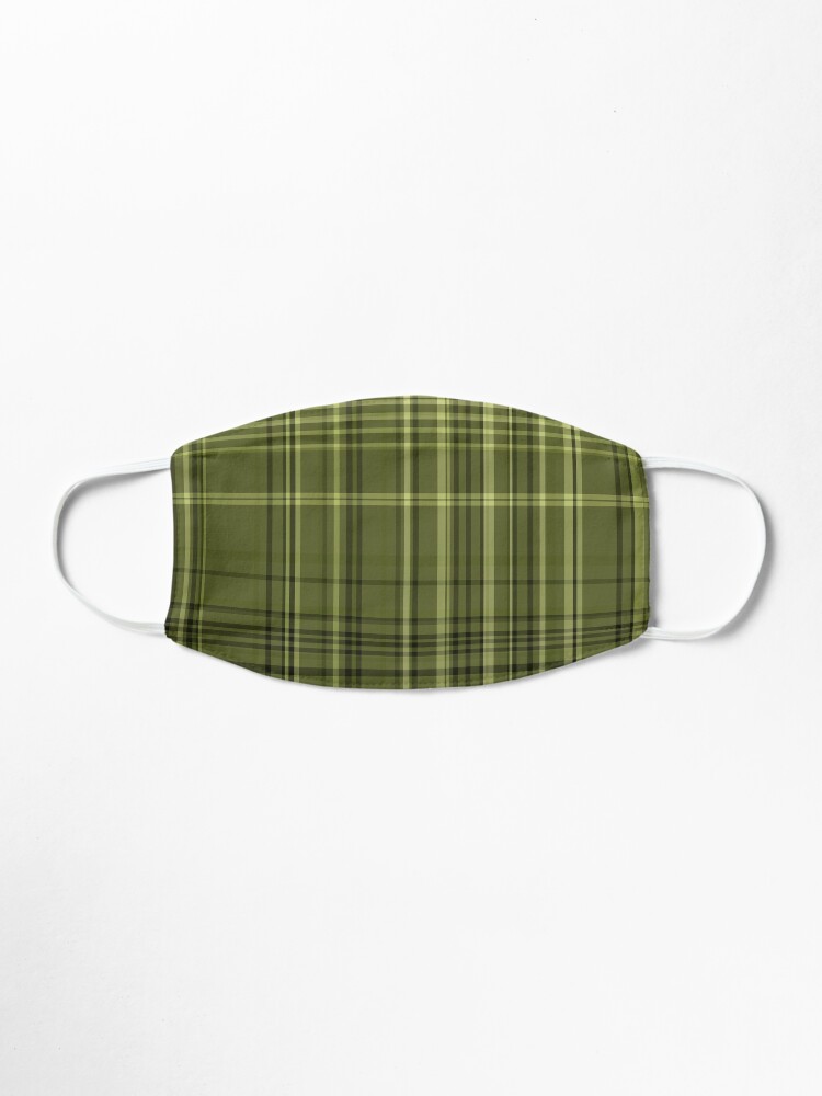 Alternate view of Olive Green Colored Plaid Fabric Pattern Mask