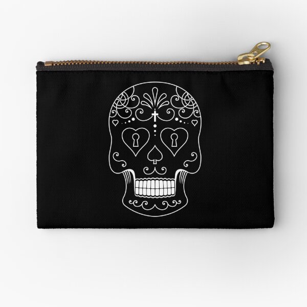 Mexican Calavera Skull White - Day of the Dead Zipper Pouch