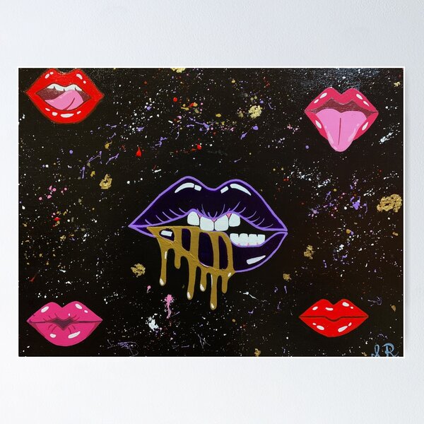 Louis Vuitton Dripping Gold Lips Framed Art Print