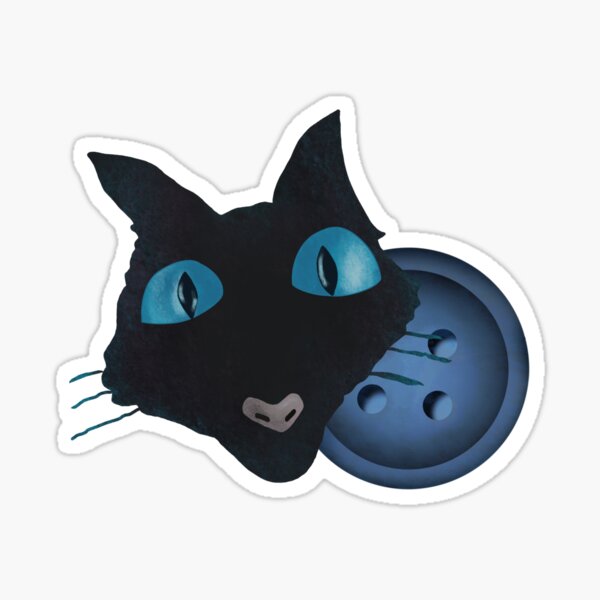 Coraline Style Black Cat Sticker – Hidden Gems Novelty