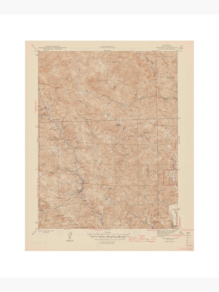 "Cazadero, CA from 1945 Vintage Map High Quality" Photographic Print
