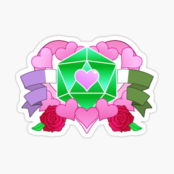 DiceHeart - Pride Month 2020 - GENDERQUEER BANNER, BRIGHT GREEN DICE Sticker