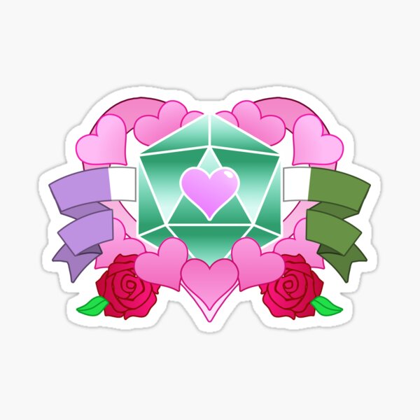 DiceHeart - Pride Month 2020 - GENDERQUEER BANNER, GREEN DICE Sticker