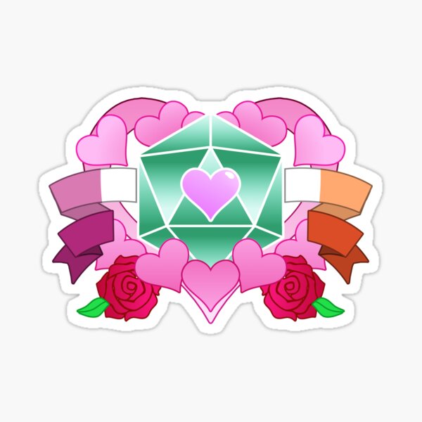DiceHeart - Pride Month 2020 - LESBIAN BANNER, GREEN DICE Sticker