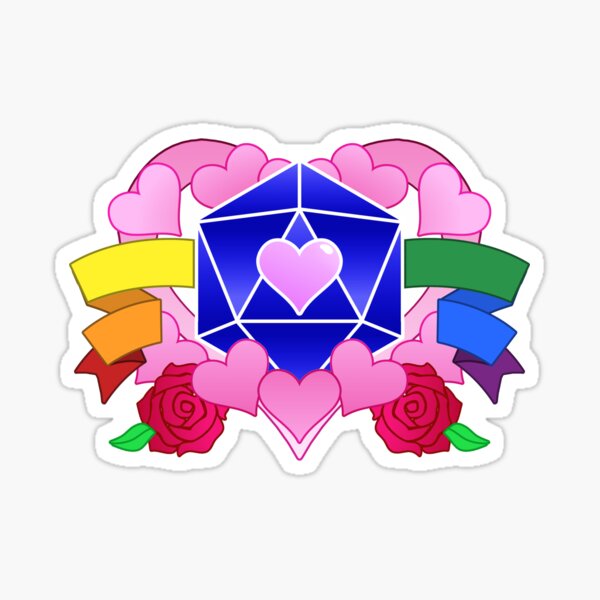 DiceHeart - Pride Month 2020 - RAINBOW BANNER, DARK BLUE DICE Sticker
