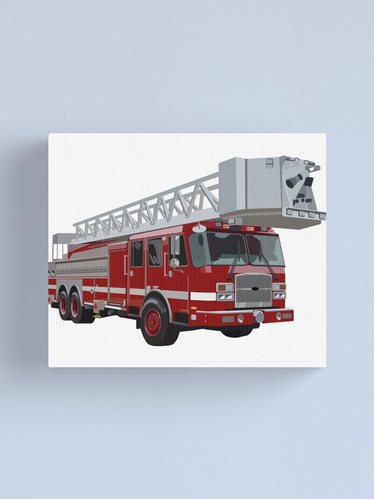 Fire Engine Truck with Ladder Canvas Print for Sale by K Barrett