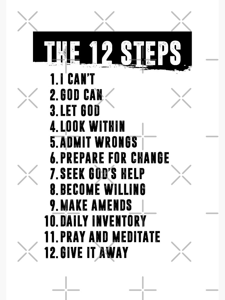 The Twelve (12) Steps Minimal Simple Art - AA, NA, OPA - Addiction