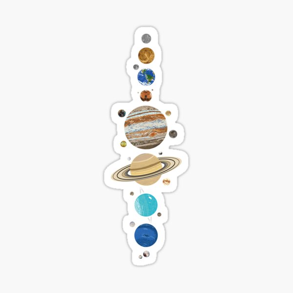 The Solar System With Moons Sticker