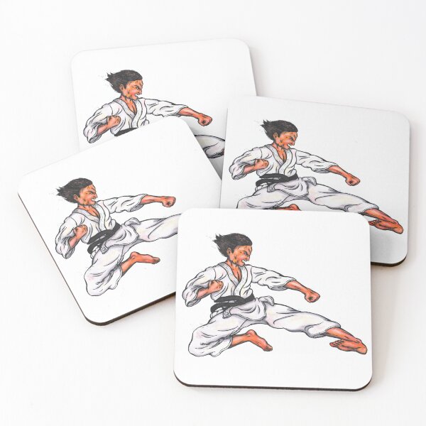 Item preview, watercolor painting karate man leaping and kicking designed and sold by Jonah Augustin Gray.