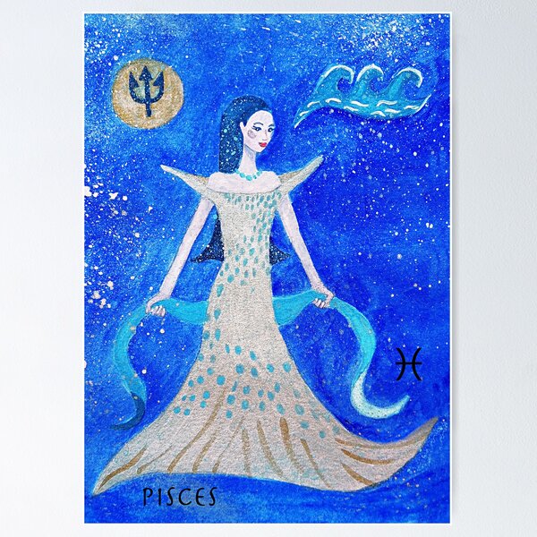 Item preview, Pisces * 20 February - 20 March * element water * planet Neptun * sensitive, creative, compassionate * designed and sold by Krokokaro.