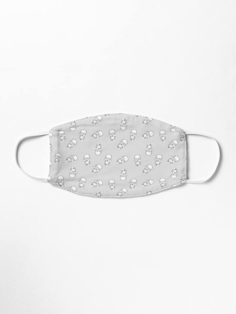 Alternate view of White Human Skulls on Grey Pattern Mask