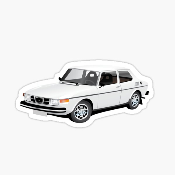 Saab 99 illustration white Sticker