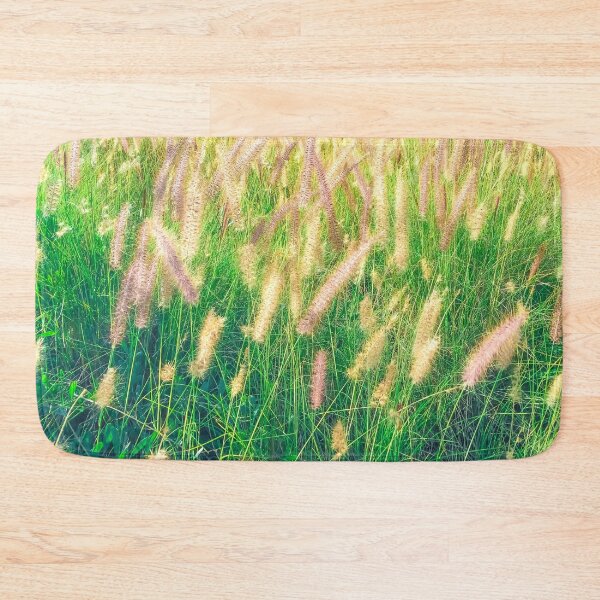 Item preview, closeup green grass field texture with grass flowers designed and sold by Mrvell.