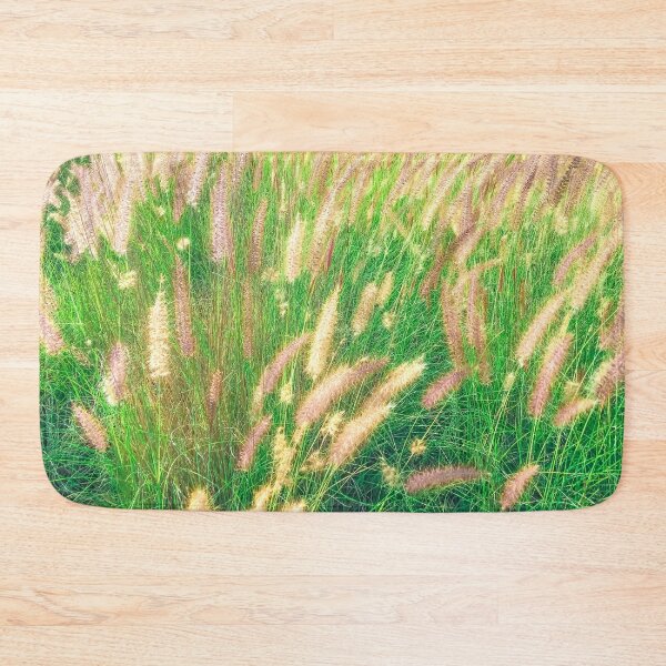 Item preview, green grass field texture abstract with blooming grass flowers designed and sold by Mrvell.