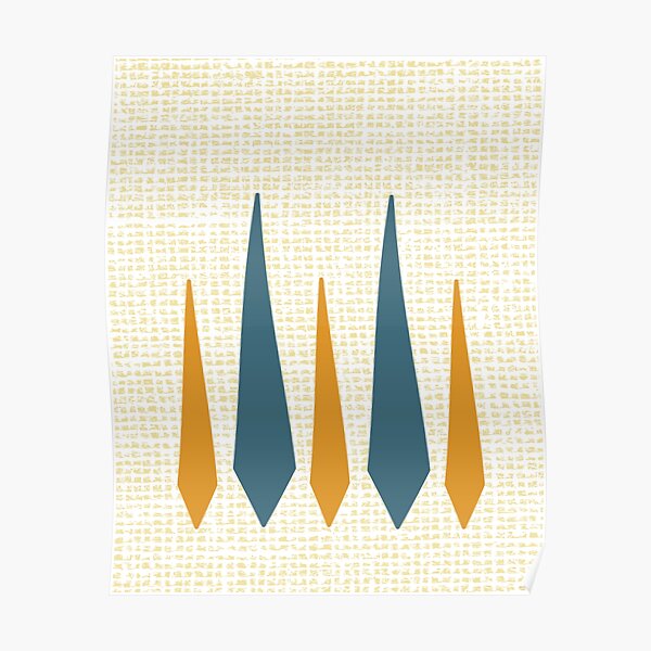 Blue and Orange Funky Diamonds On Canvas Poster