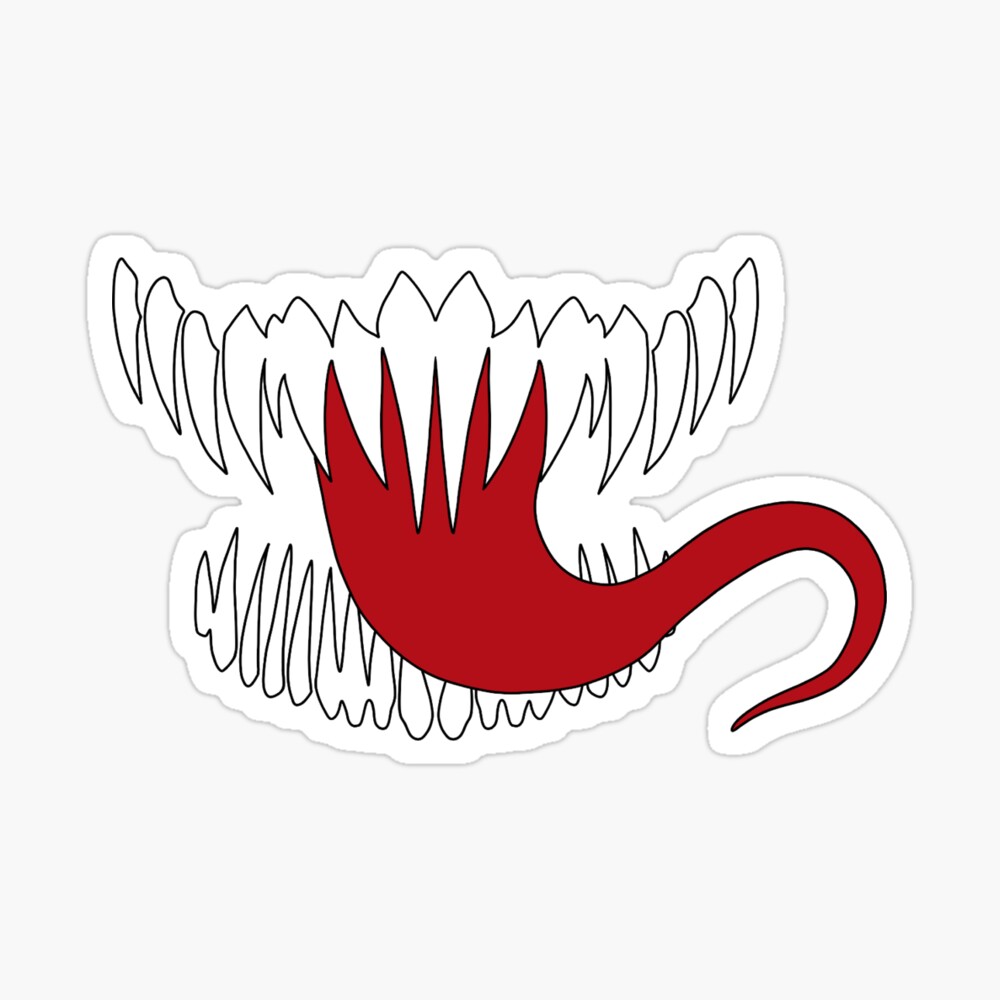 Sticker Creepy Cute Creature Monster with Sharp Teeth Smile
