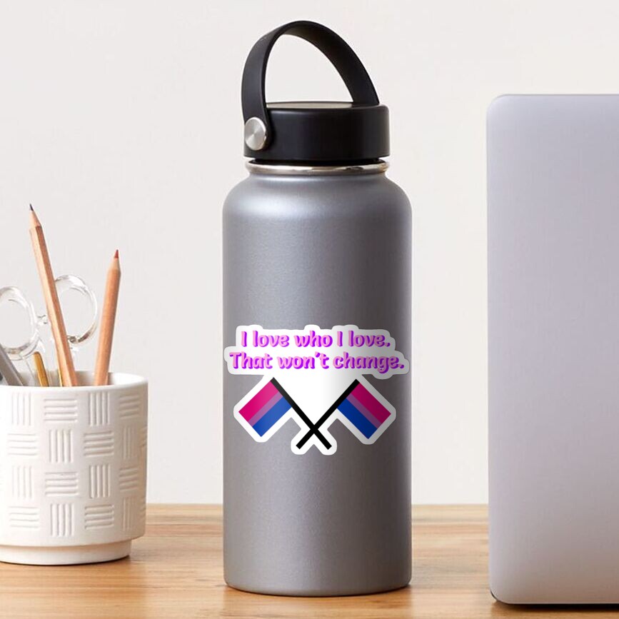 I Love Who I Love - Bisexual Flag Design Sticker