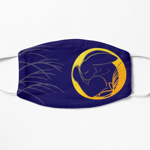 Conejito usagi en la luna - Diseño japonés tradicional de telas y kimono Mascarilla plana