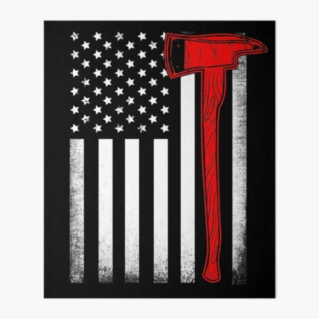 Firefighter American Flag Axe Thin Red Line Art Board Print for Sale by  alexmichel