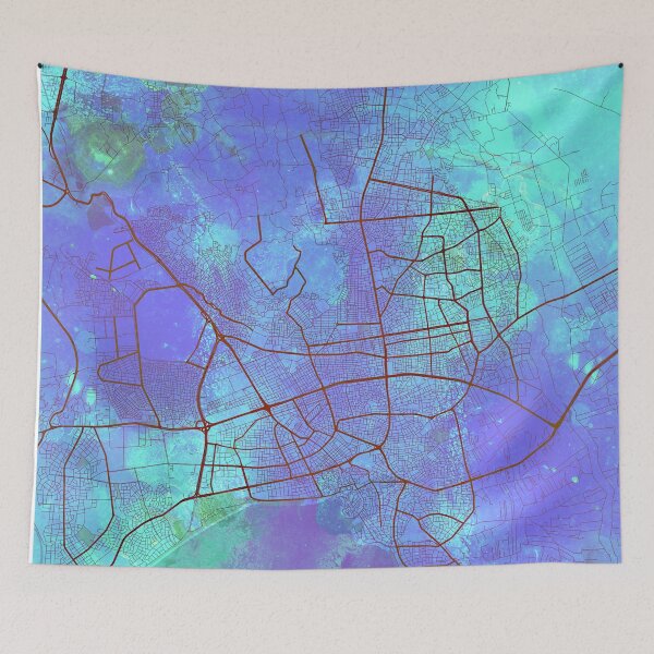 Item preview, Antalya Street Map Art Watercolor Blue Lagoon designed and sold by IvonDesign.