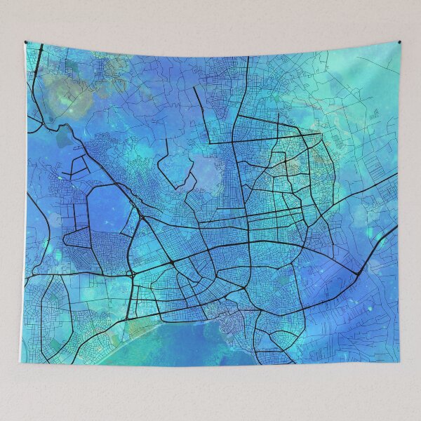 Item preview, Antalya Street Map Art Watercolor Marine Blue designed and sold by IvonDesign.