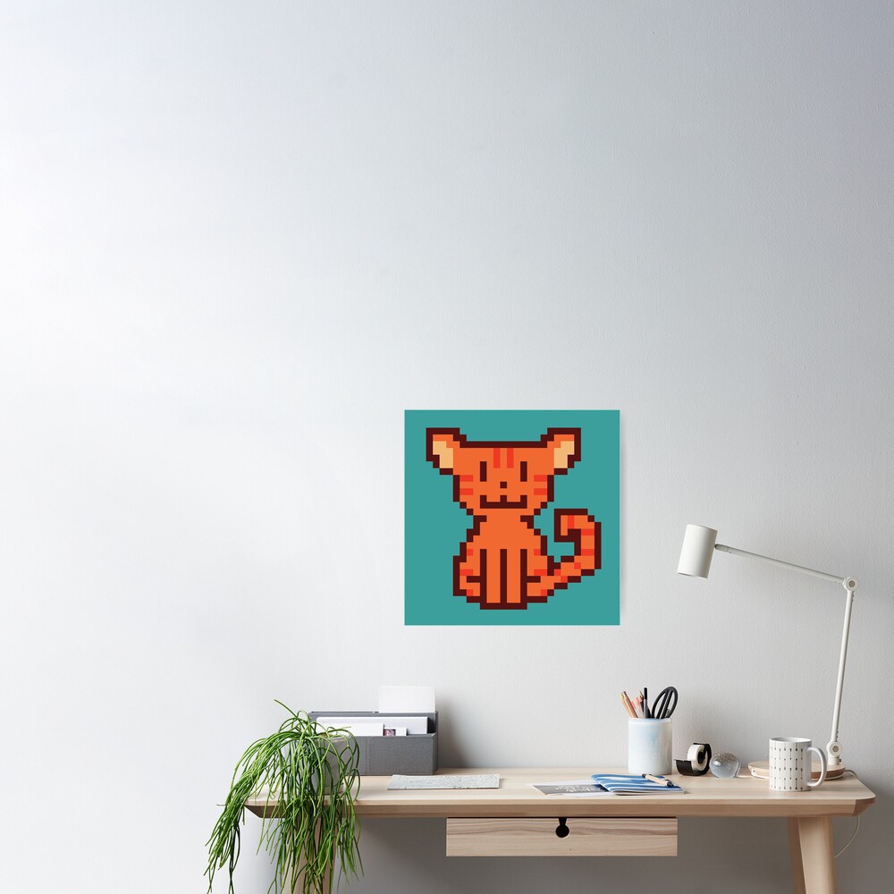 Orange Pixel Tabby Cat Poster For Sale By Subtlesplit Redbubble 1893