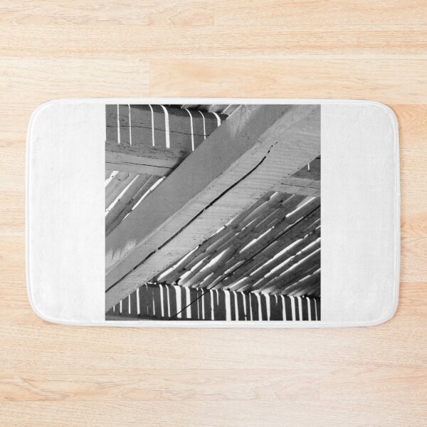Item preview, Wooden shelter and sunshade construction, small village, Santorini island, Greece, black and white designed and sold by Santorini Gallery.