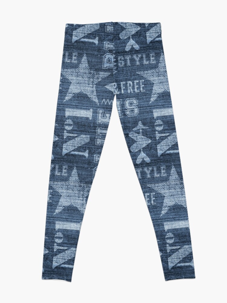 Alternate view of Blue Jeans Denim Design With Typo Leggings