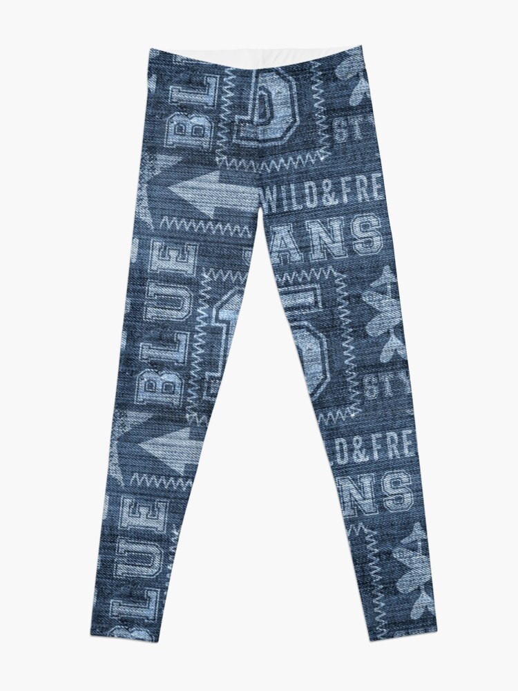 Alternate view of Blue Jeans Denim Design With Typo Leggings
