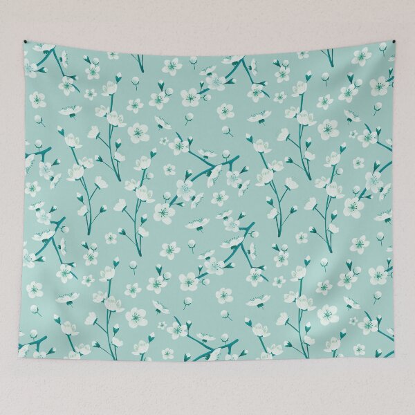 Item preview, Teal cherry blossom in garden designed and sold by Katbydesign.