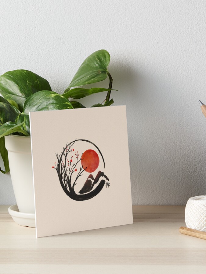Zen Enso Circle and Sakura Branches 