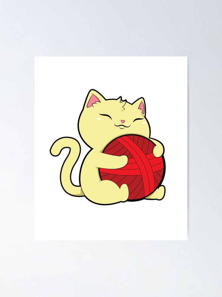 Cat S Ball Of Wool Cute Kitten With Ball Poster By Serenity85 Redbubble