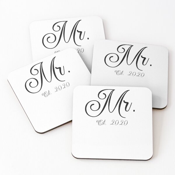 Artikelvorschau, Calligraphy Mr. Est. 2020 Matching Bride & Groom Gifts entworfen und verkauft von TNDesignStudio.