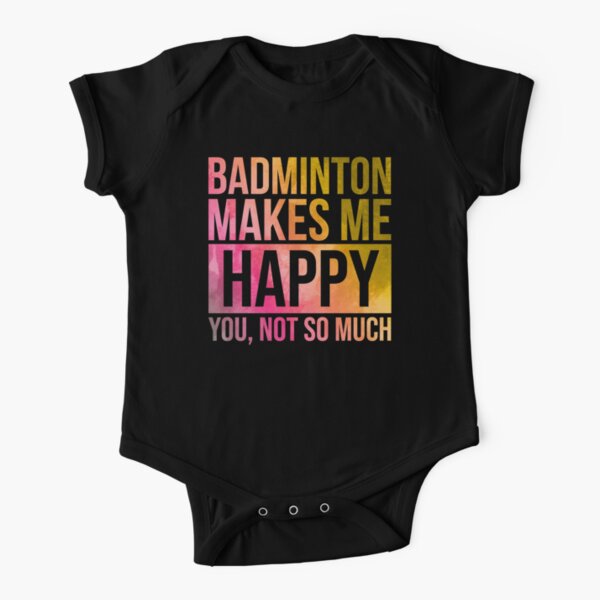 Badminton Makes Me Happy in Watercolor Short Sleeve Baby One-Piece