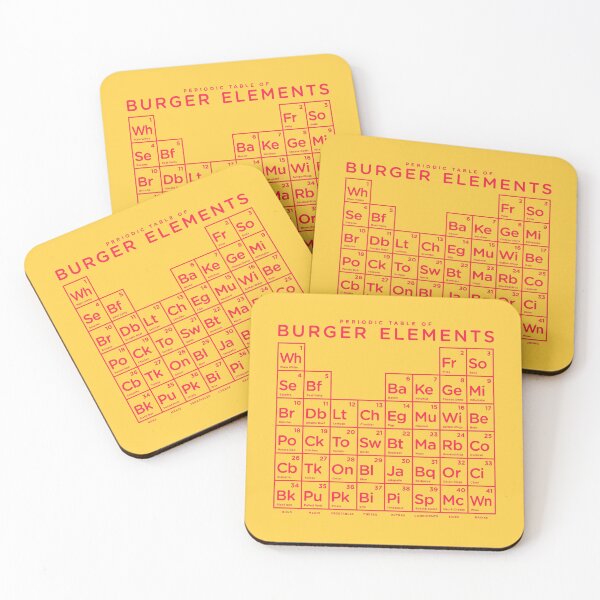 Aperçu de l'œuvre Periodic Table of Burger Elements - Yellow créée et vendue par VoodooCircus.