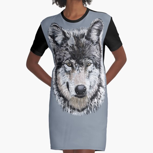 Grey Wolf Graphic T-Shirt Dress