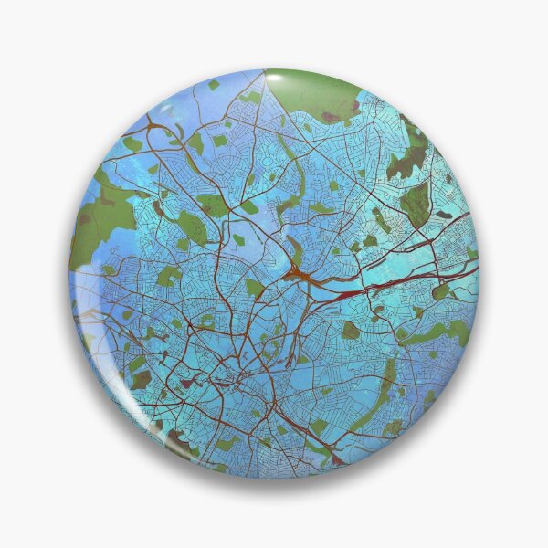 Item preview, Birmingham Street Map Art Watercolor Blue Lagoon designed and sold by IvonDesign.