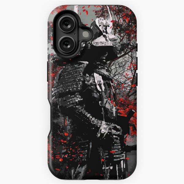 Item preview, Armure de samouraï à fleurs rouges à l'encre noire designed and sold by SyanArt.