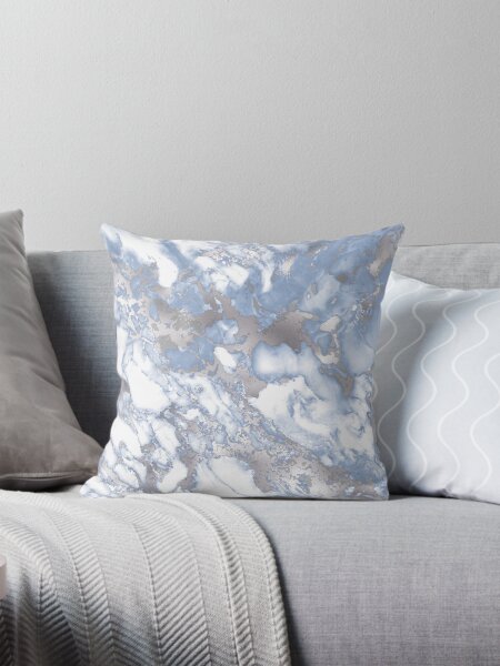 Item preview, Pale Blue and Silver White Marble Effect pattern designed and sold by Neolithic15.