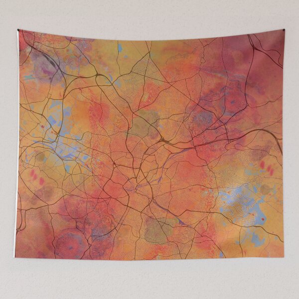Item preview, Birmingham Street Map Art Watercolor Lava Eruption designed and sold by IvonDesign.