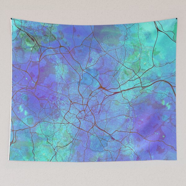 Item preview, Birmingham Street Map Art Watercolor Marine Blue designed and sold by IvonDesign.