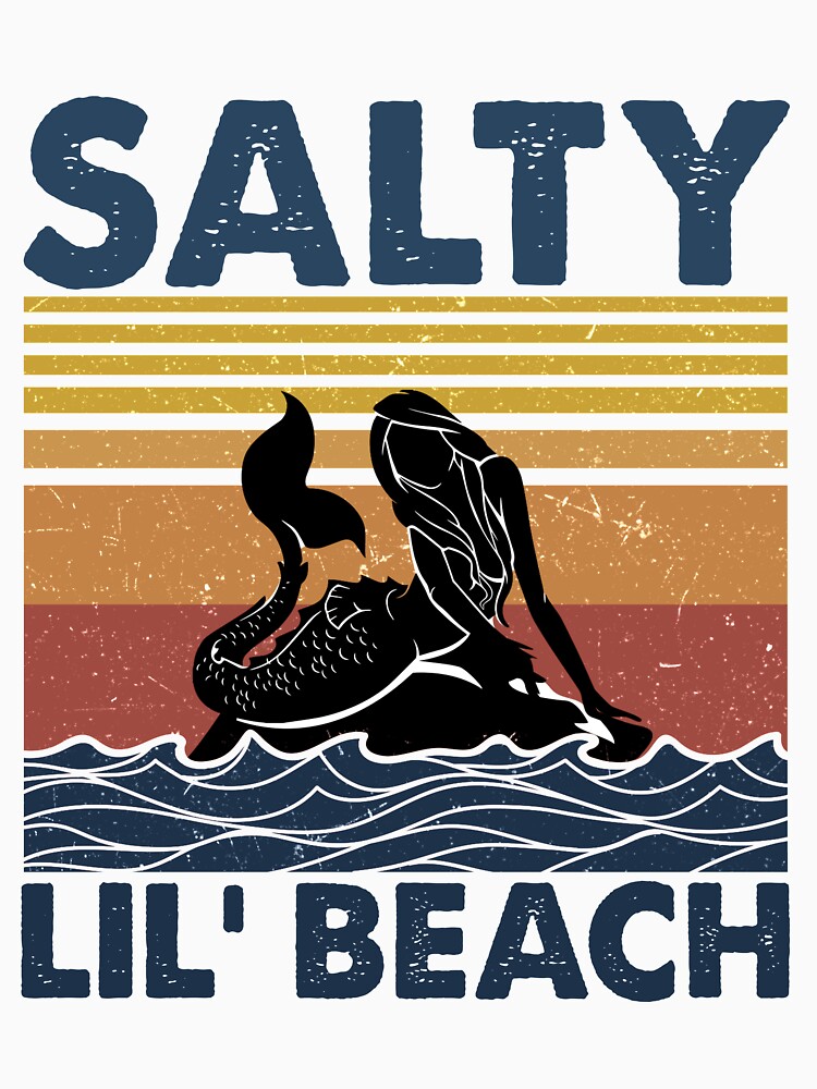 Mermaid Salty Lil Beach Summer Vintage T-Shirts.