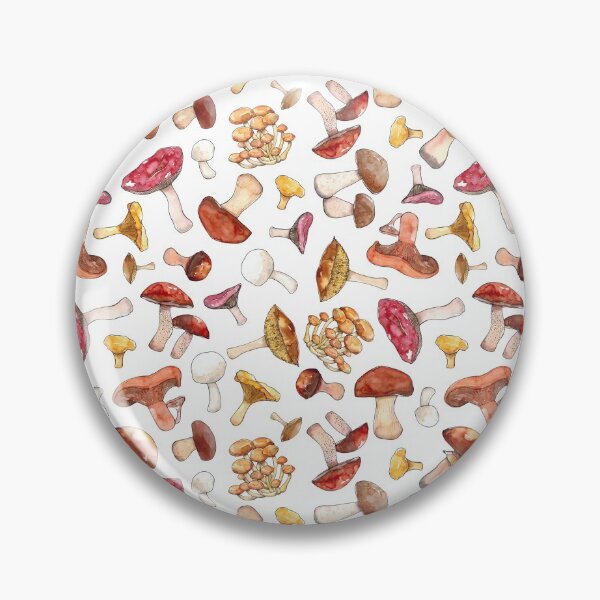 Item preview, Watercolor hand drawn illustration seamless pattern background of Mushrooms with porcini, champignon, chanterelle, saffon milk cap, badius, yellow boletus, orange cap boletus, russula designed and sold by FuzzyLogicKate.