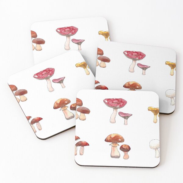 Item preview, Watercolor hand drawn illustration set of Mushrooms with porcini, champignon, chanterelle, saffon milk cap, boletus badius, yellow boletus, orange cap boletus, russula, boletus, honey agaric designed and sold by FuzzyLogicKate.