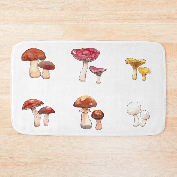 Item preview, Watercolor hand drawn illustration set of Mushrooms with porcini, champignon, chanterelle, saffon milk cap, boletus badius, yellow boletus, orange cap boletus, russula, boletus, honey agaric designed and sold by FuzzyLogicKate.