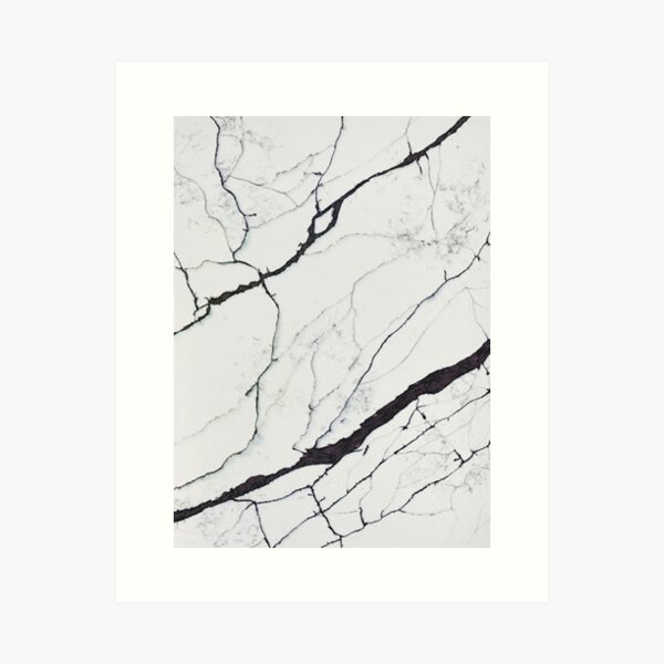 Simple Black and White Marble Art Print